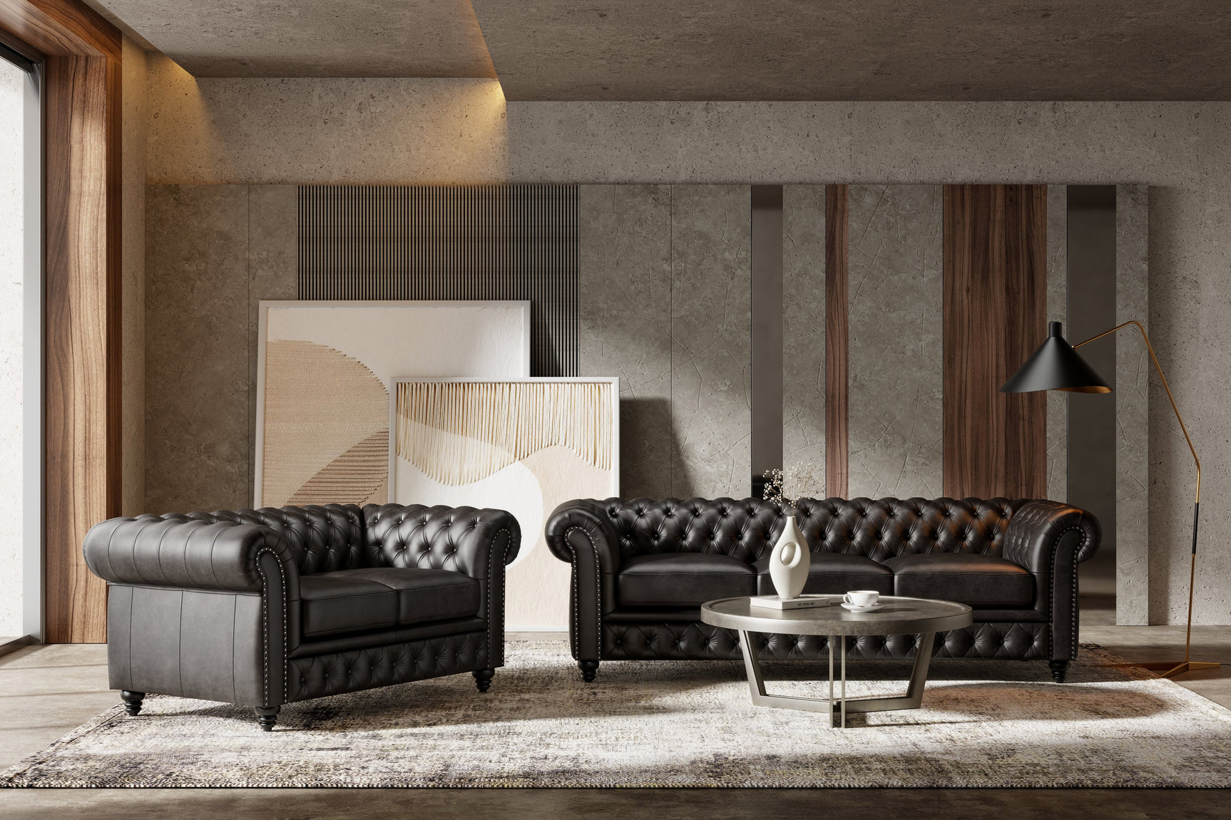 Sofá Chesterfield de cuero Parma