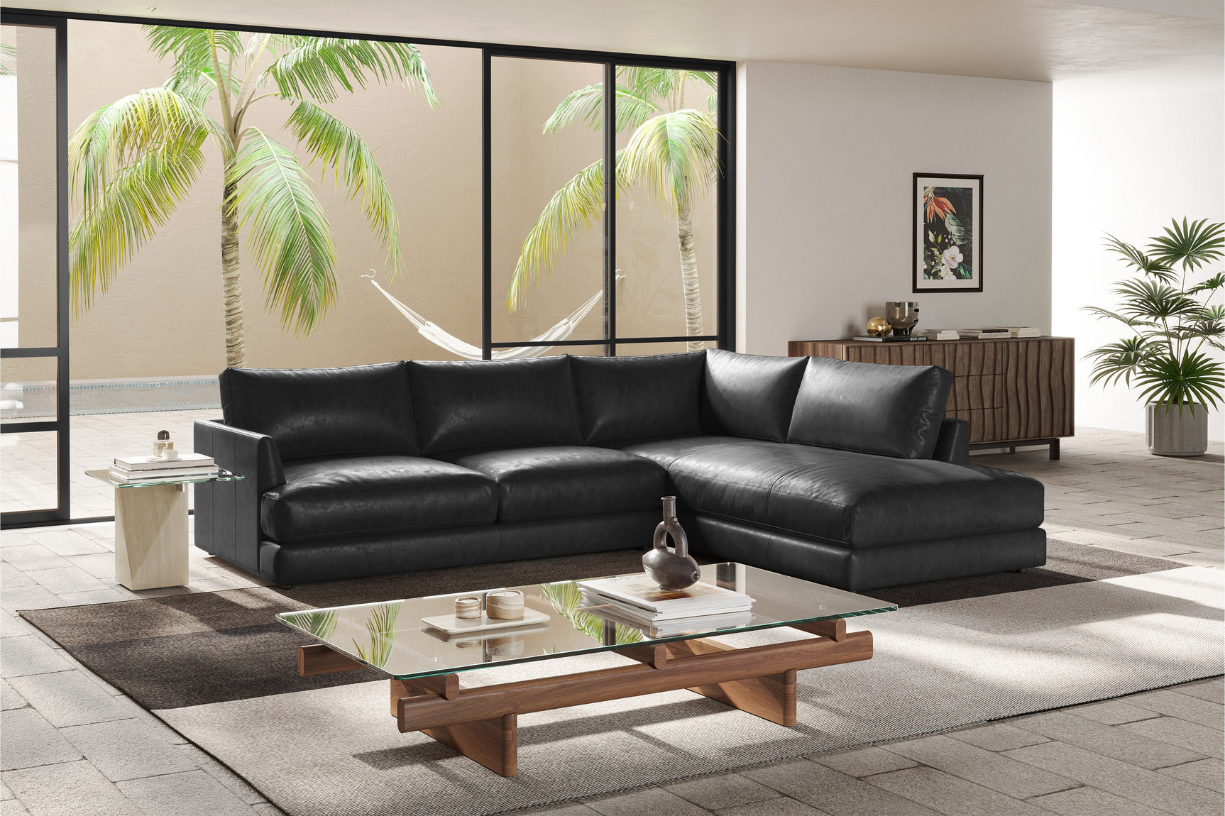 Serena Leather Sectional Sofa