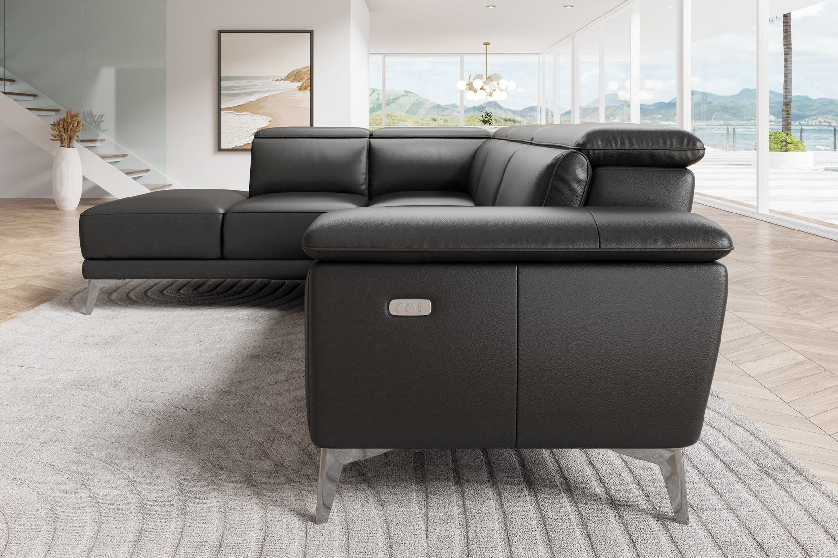 Canapé sectionnel inclinable en cuir Pista