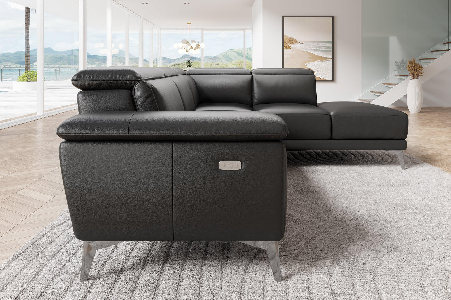 Canapé sectionnel inclinable en cuir Pista