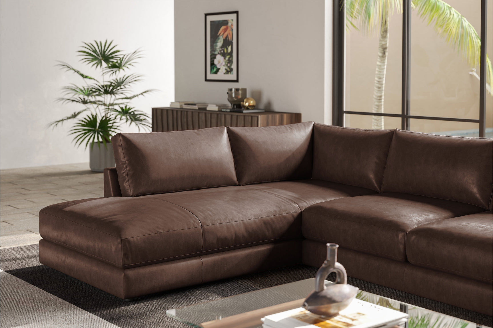 Serena Leather Sectional Sofa