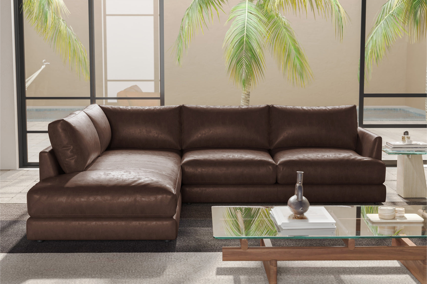 Serena Leather Sectional Sofa