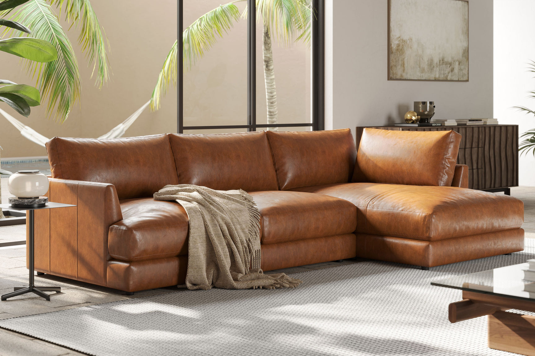 Serena Leather Sectional Sofa