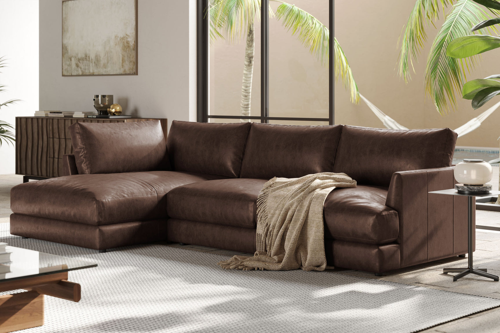 Serena Leather Sectional Sofa