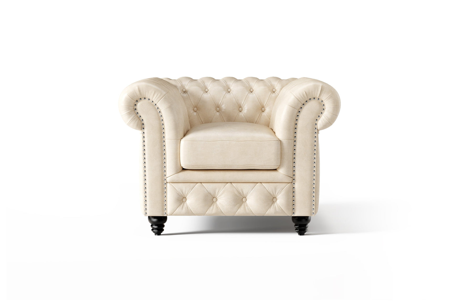 Fauteuil d'appoint Chesterfield en cuir Parme