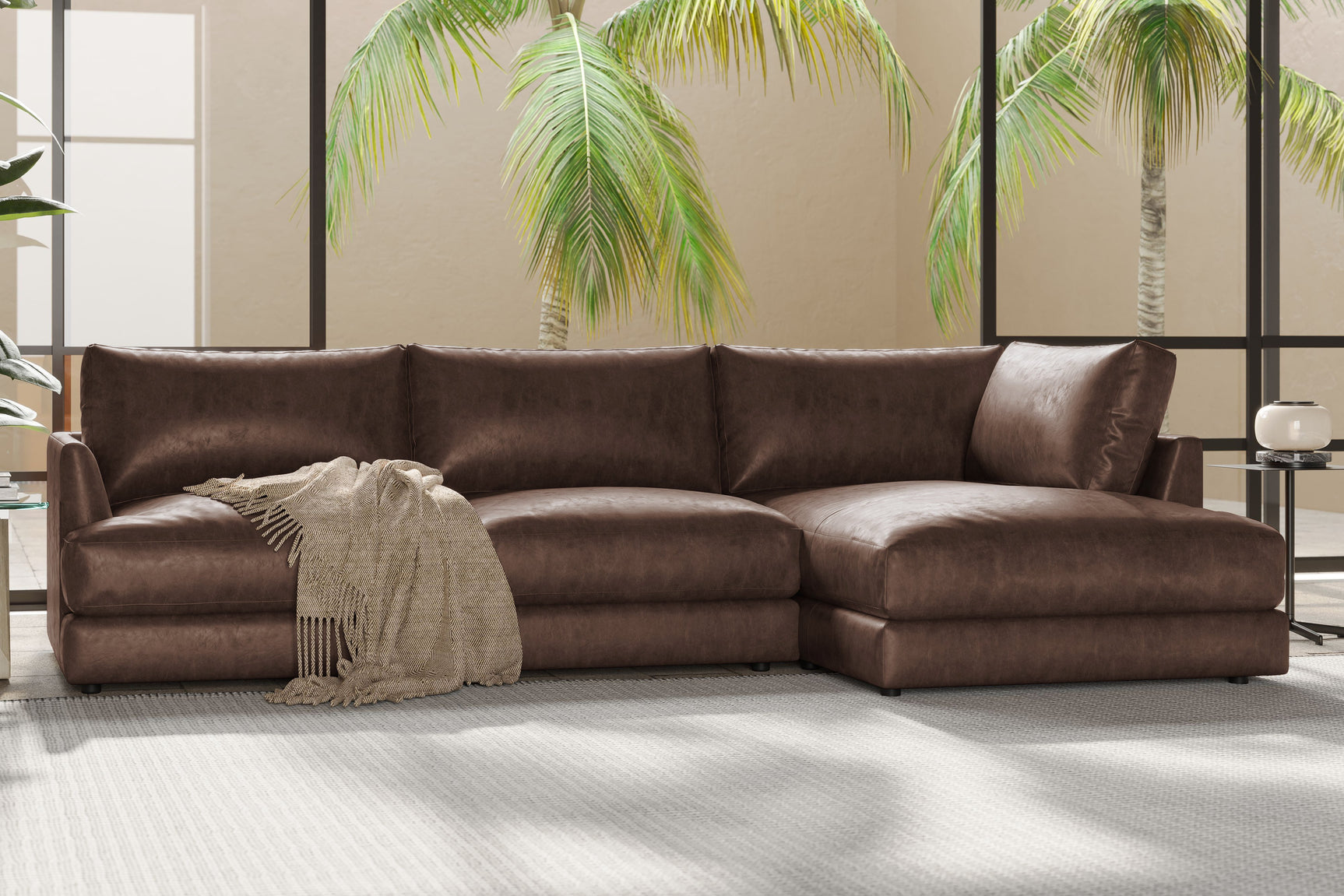 Serena Leather Sectional Sofa