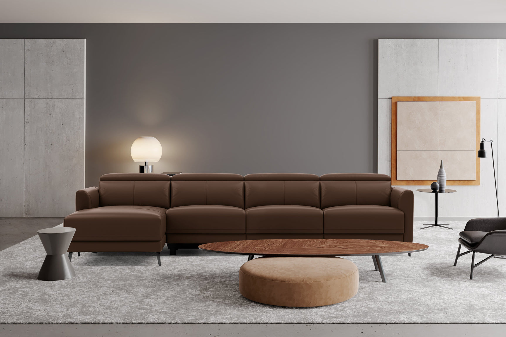 Andria Leather Reclining Sectional Sofa