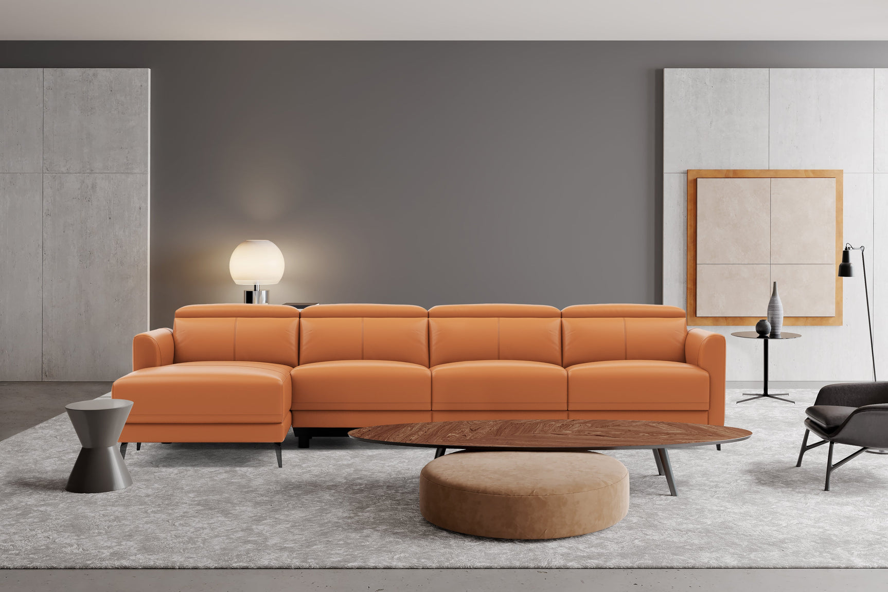 Andria Leather Reclining Sectional Sofa
