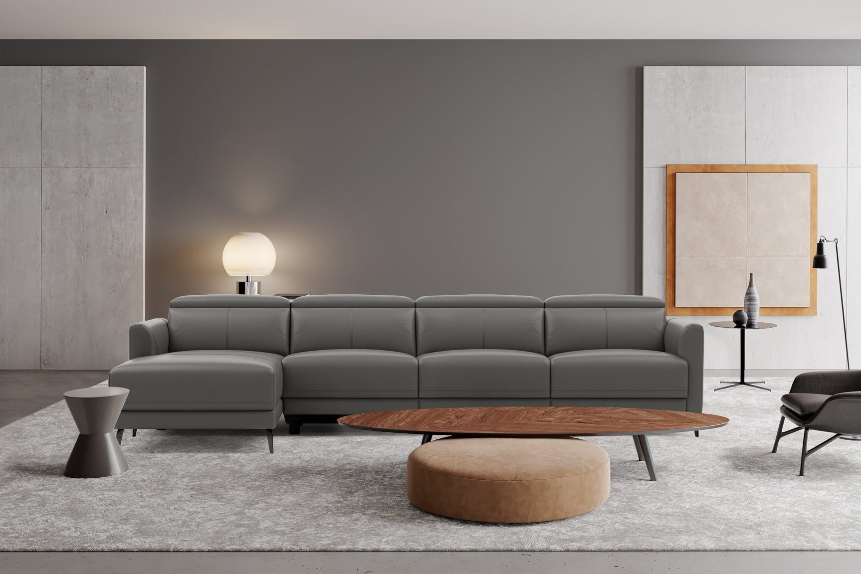 Andria Leather Reclining Sectional Sofa