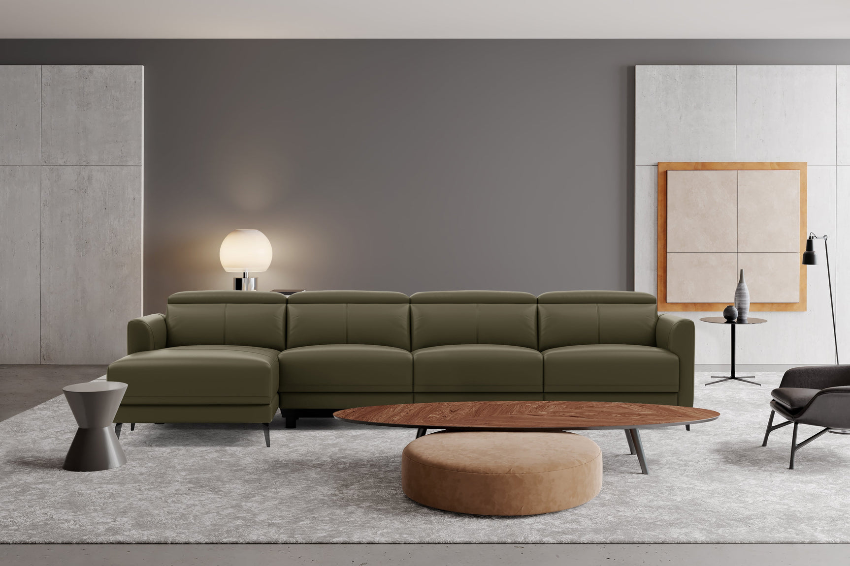 Andria Leather Reclining Sectional Sofa