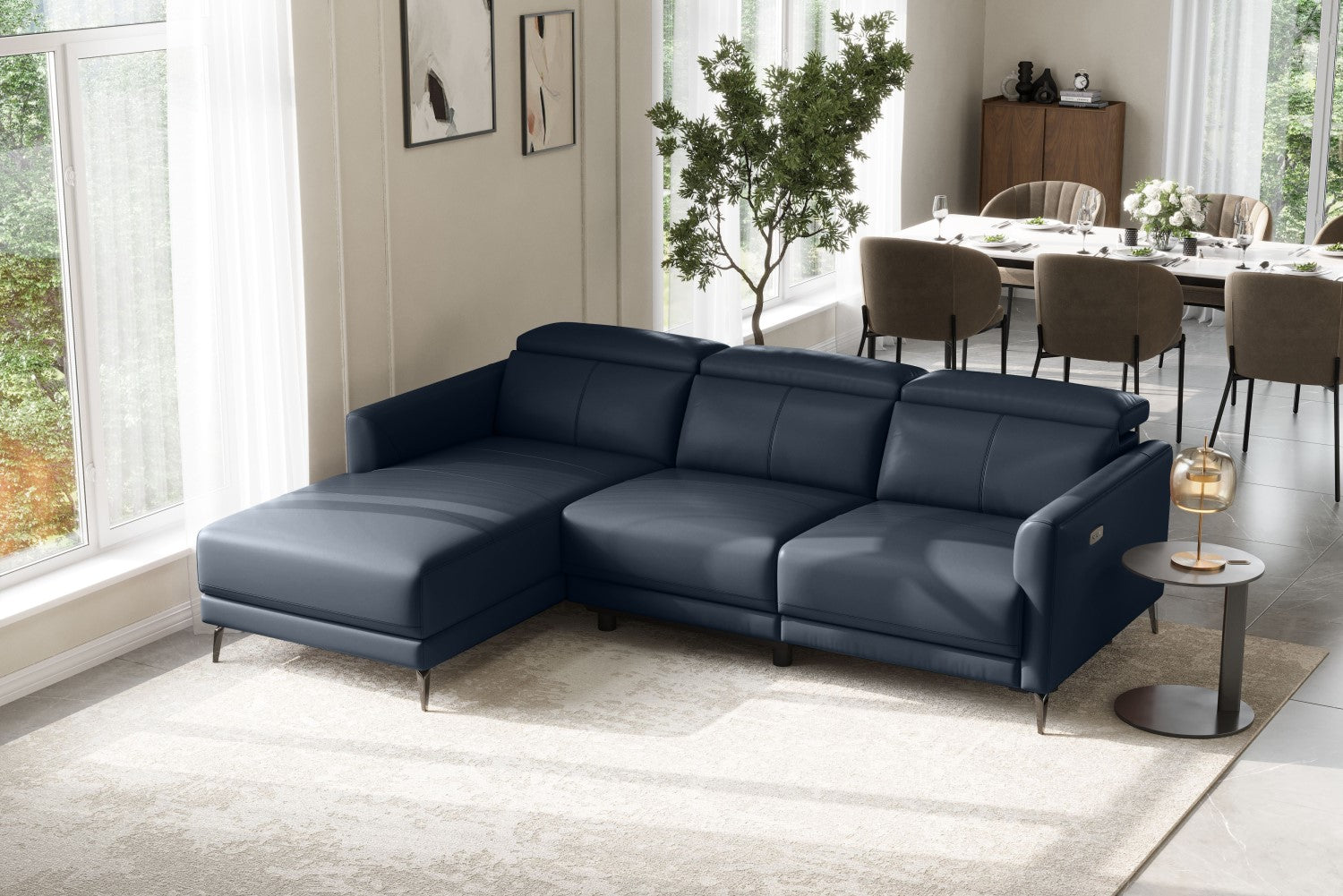 Andria Leather Reclining Sectional Sofa