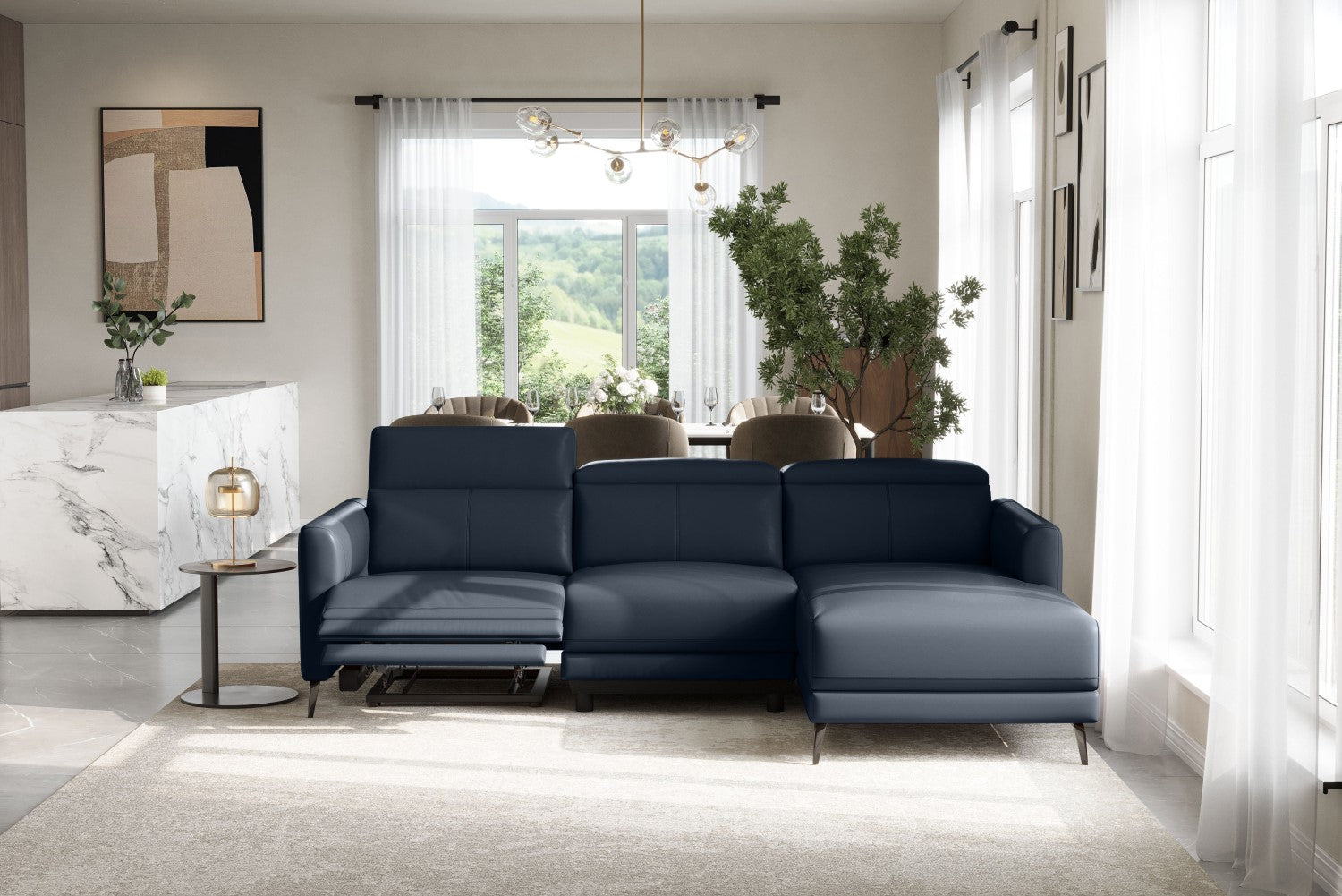 Andria Leather Reclining Sectional Sofa