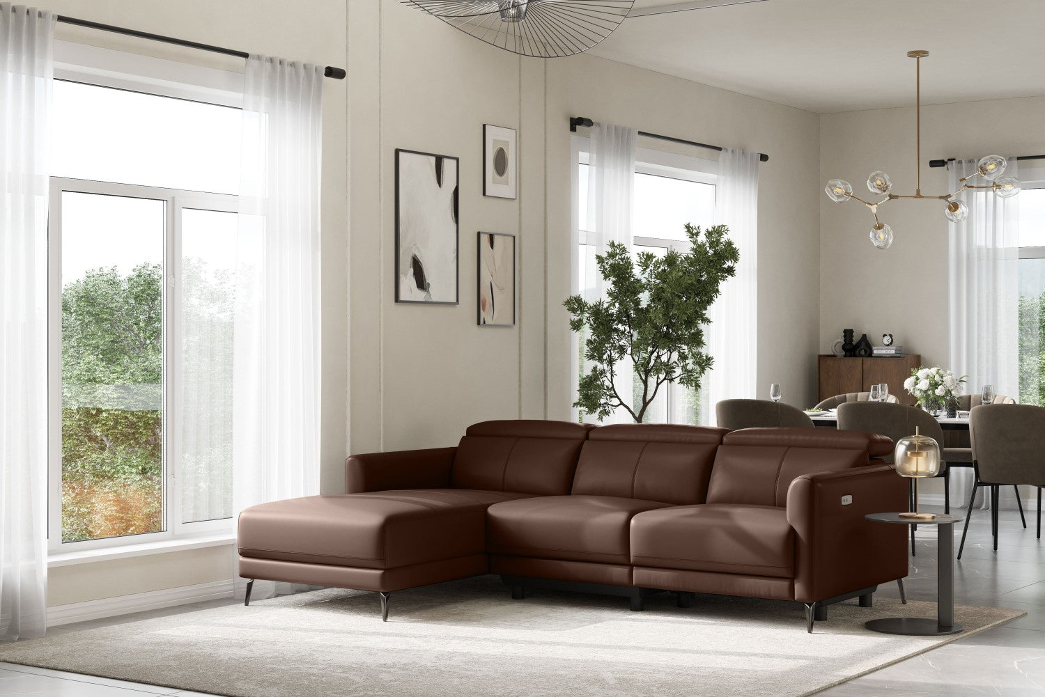 Andria Leather Reclining Sectional Sofa