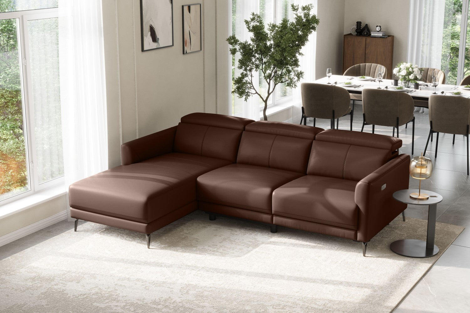 Andria Leather Reclining Sectional Sofa