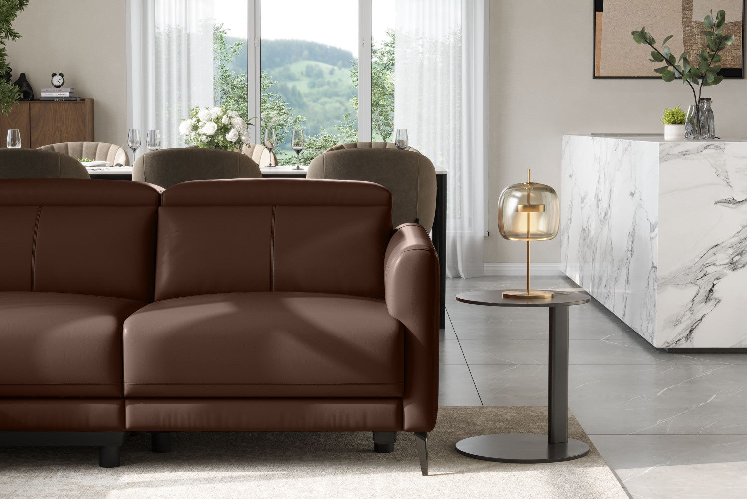 Andria Leather Reclining Sectional Sofa