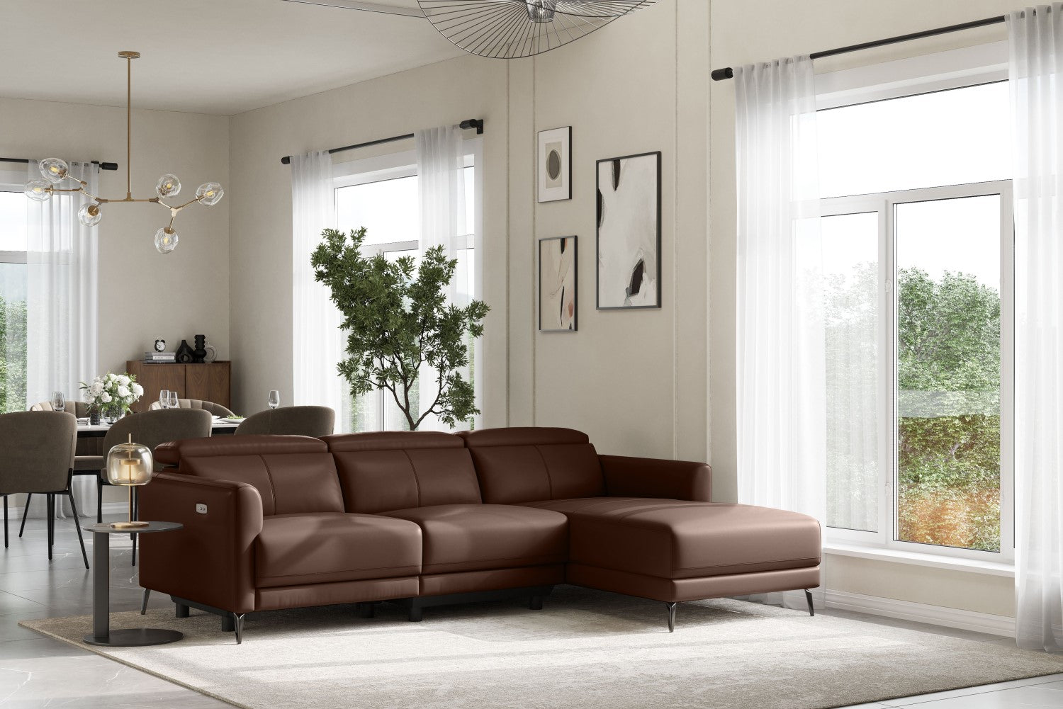 Andria Leather Reclining Sectional Sofa