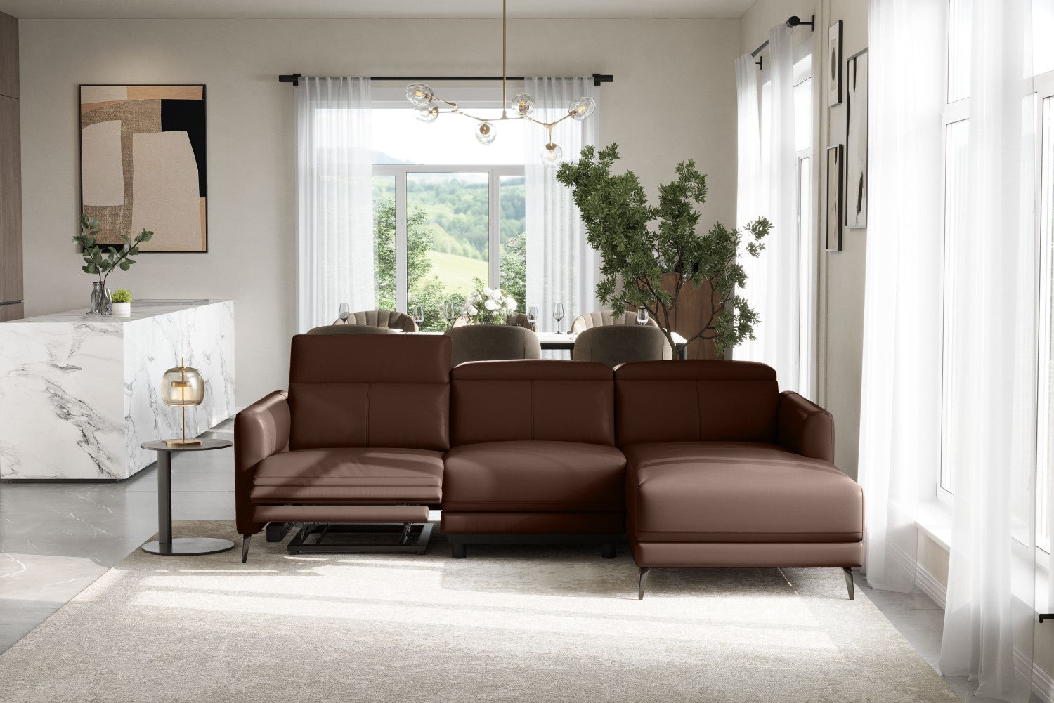 Andria Leather Reclining Sectional Sofa