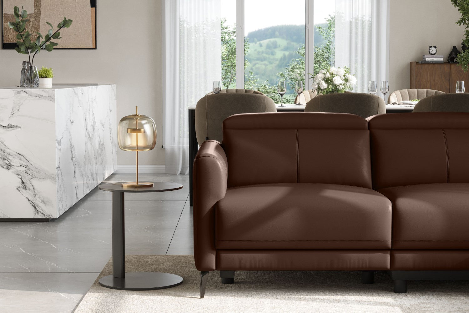 Andria Leather Reclining Sectional Sofa