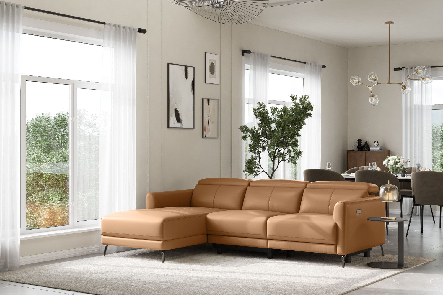 Andria Leather Reclining Sectional Sofa