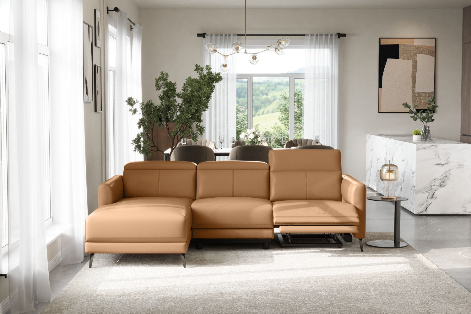 Andria Leather Reclining Sectional Sofa