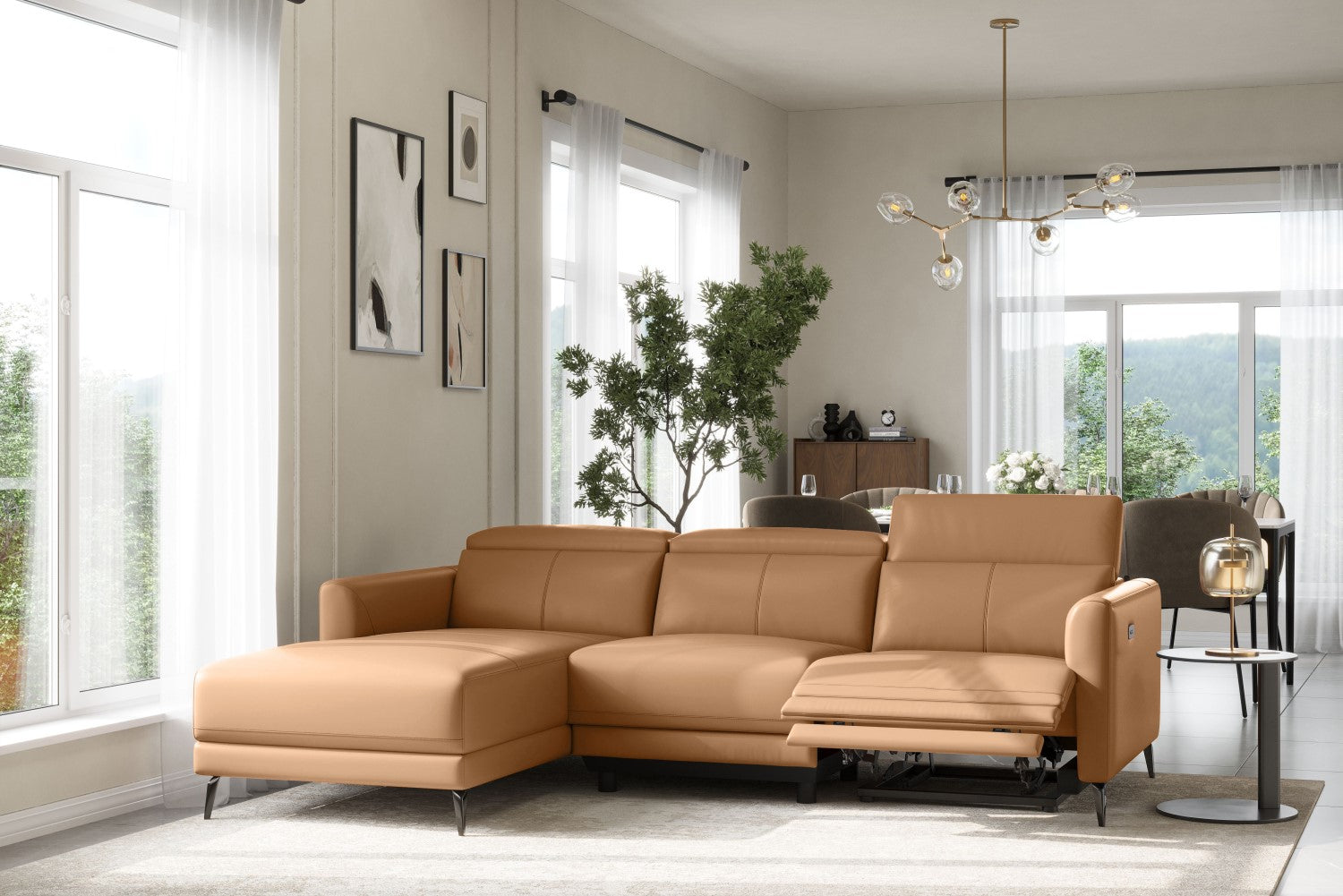 Andria Leather Reclining Sectional Sofa