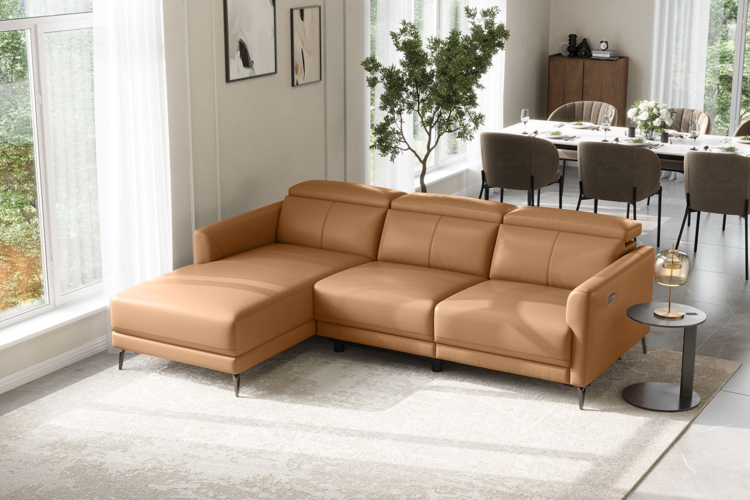 Andria Leather Reclining Sectional Sofa