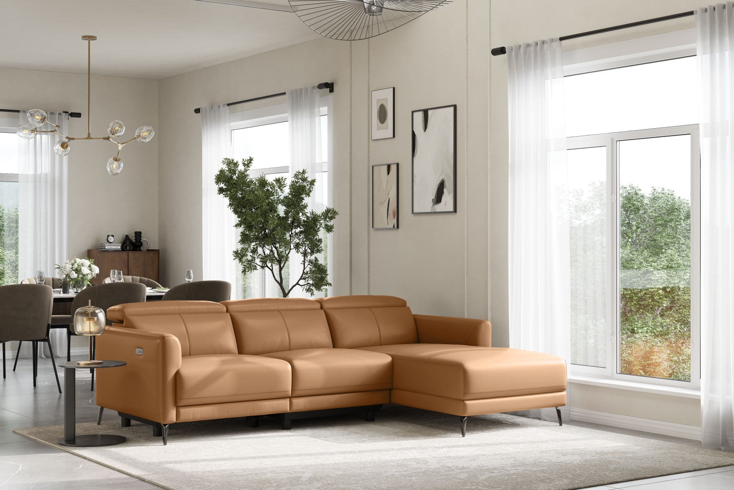 Andria Leather Reclining Sectional Sofa