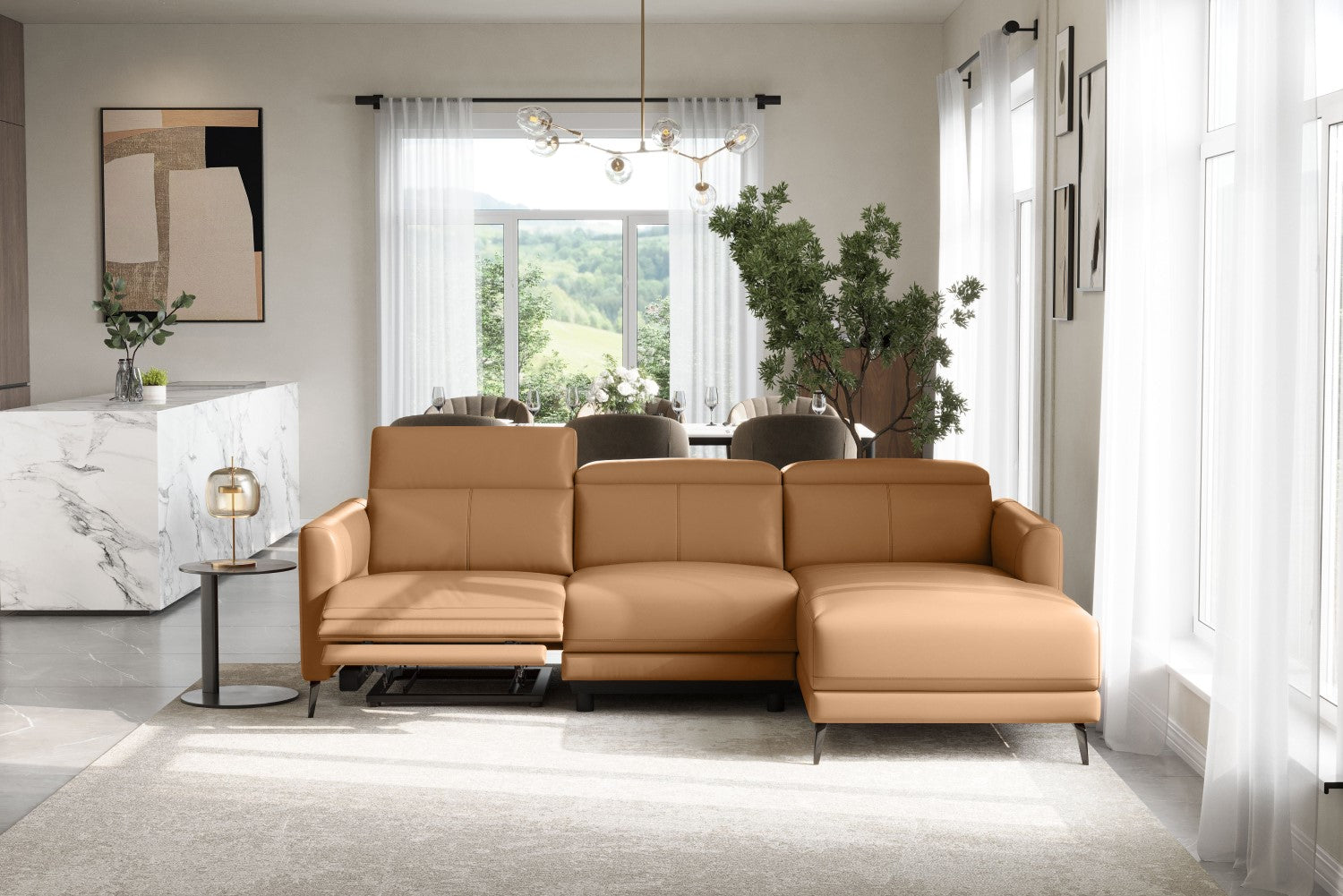 Andria Leather Reclining Sectional Sofa