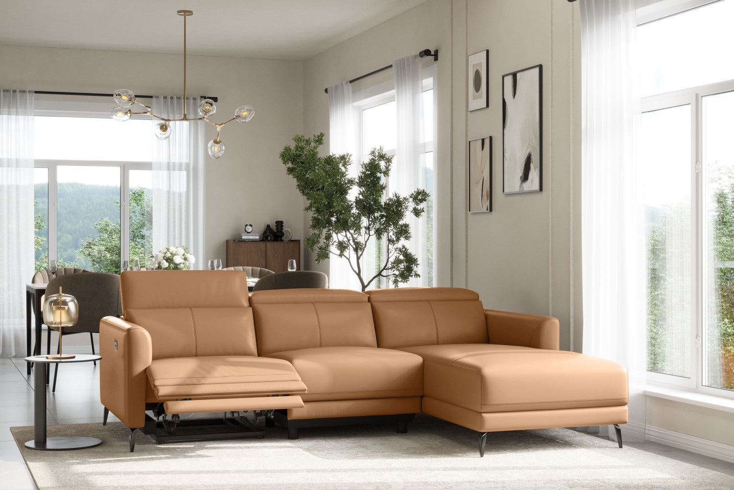 Andria Leather Reclining Sectional Sofa
