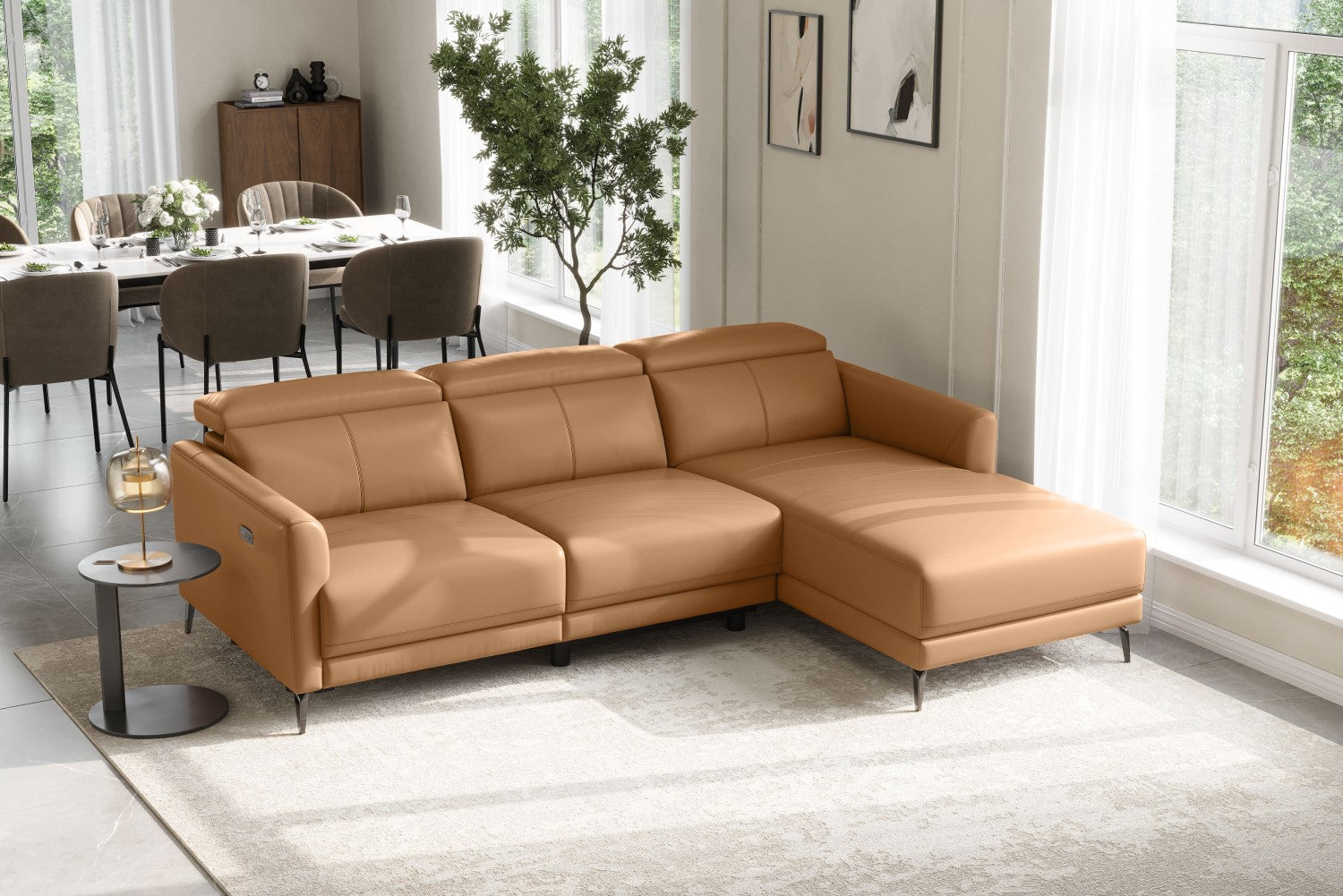 Andria Leather Reclining Sectional Sofa