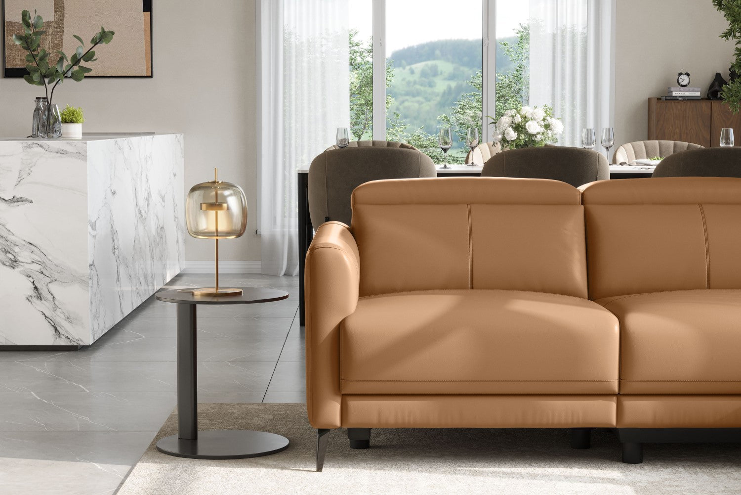 Andria Leather Reclining Sectional Sofa