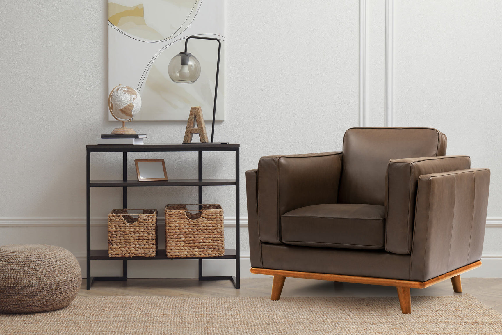 Fauteuil d'appoint en cuir artisanal