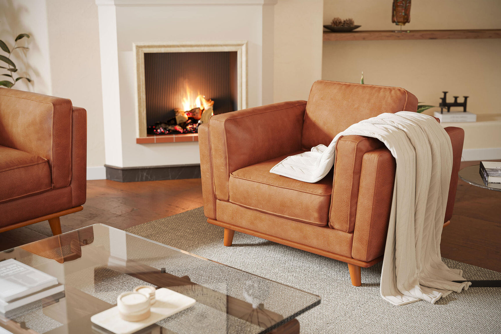 Fauteuil d'appoint en cuir artisanal