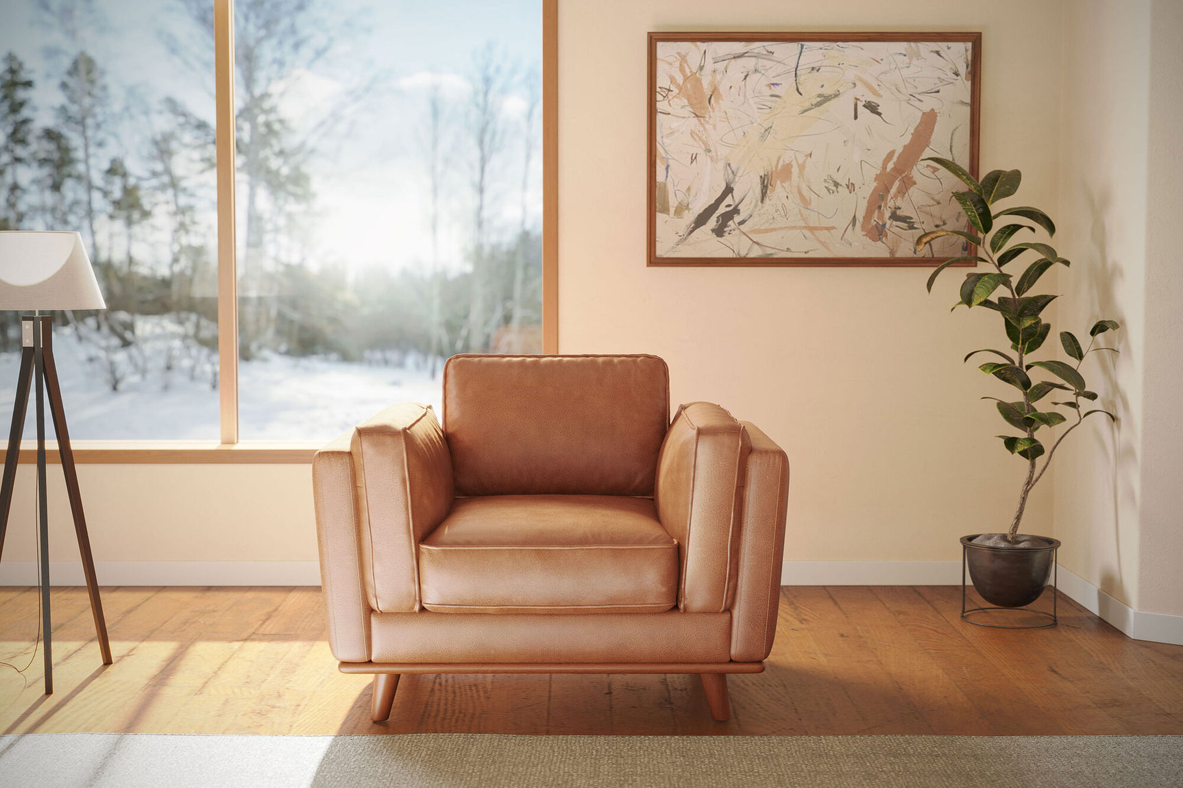 Fauteuil d'appoint en cuir artisanal