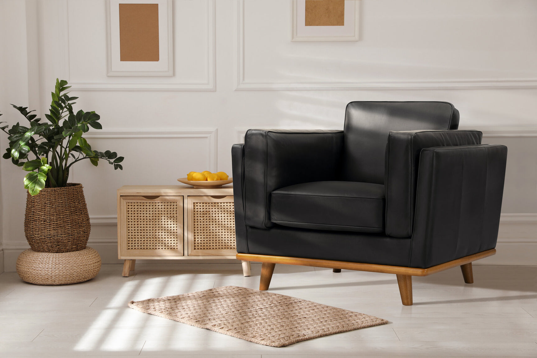 Fauteuil d'appoint en cuir artisanal
