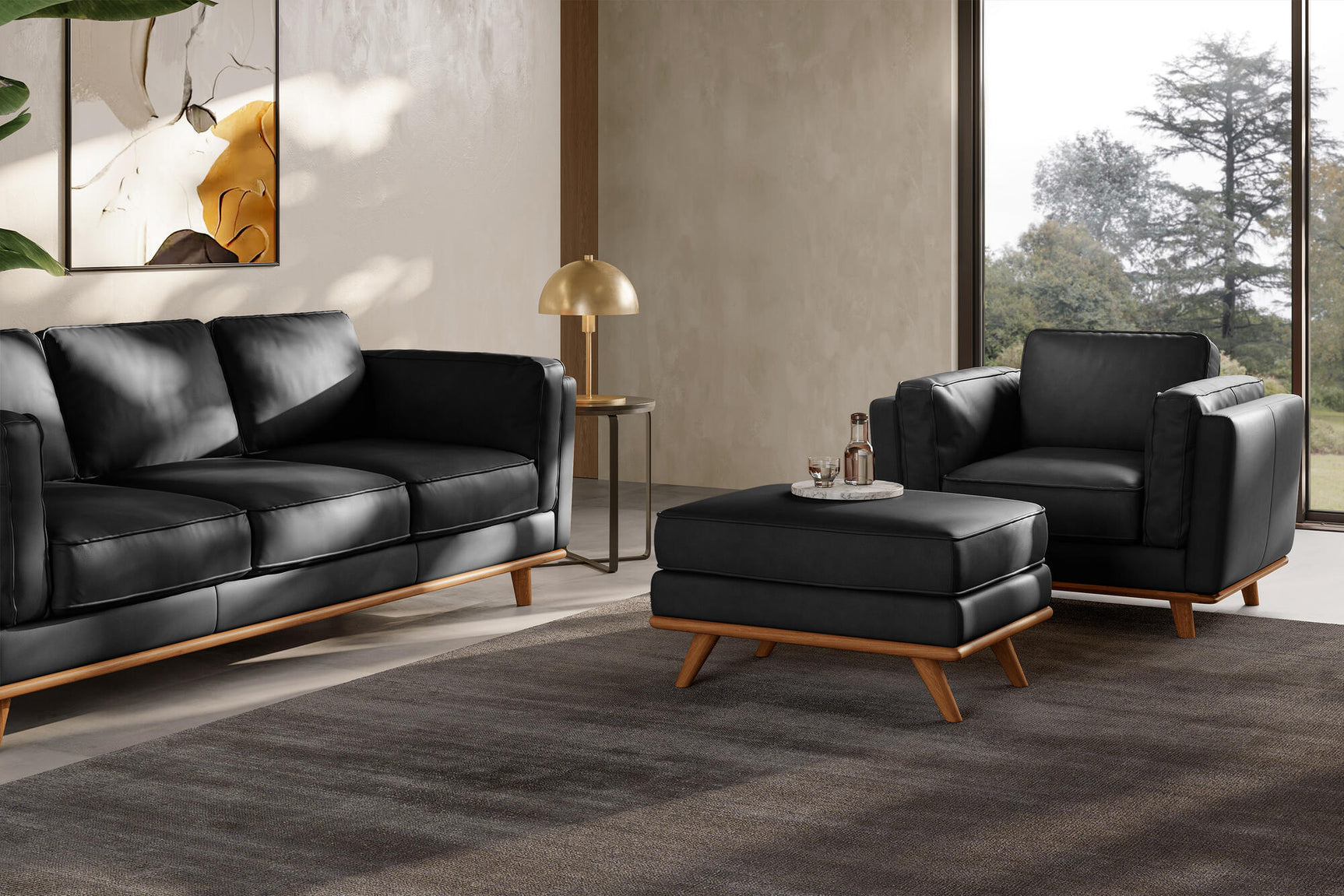 Pouf en cuir artisanal