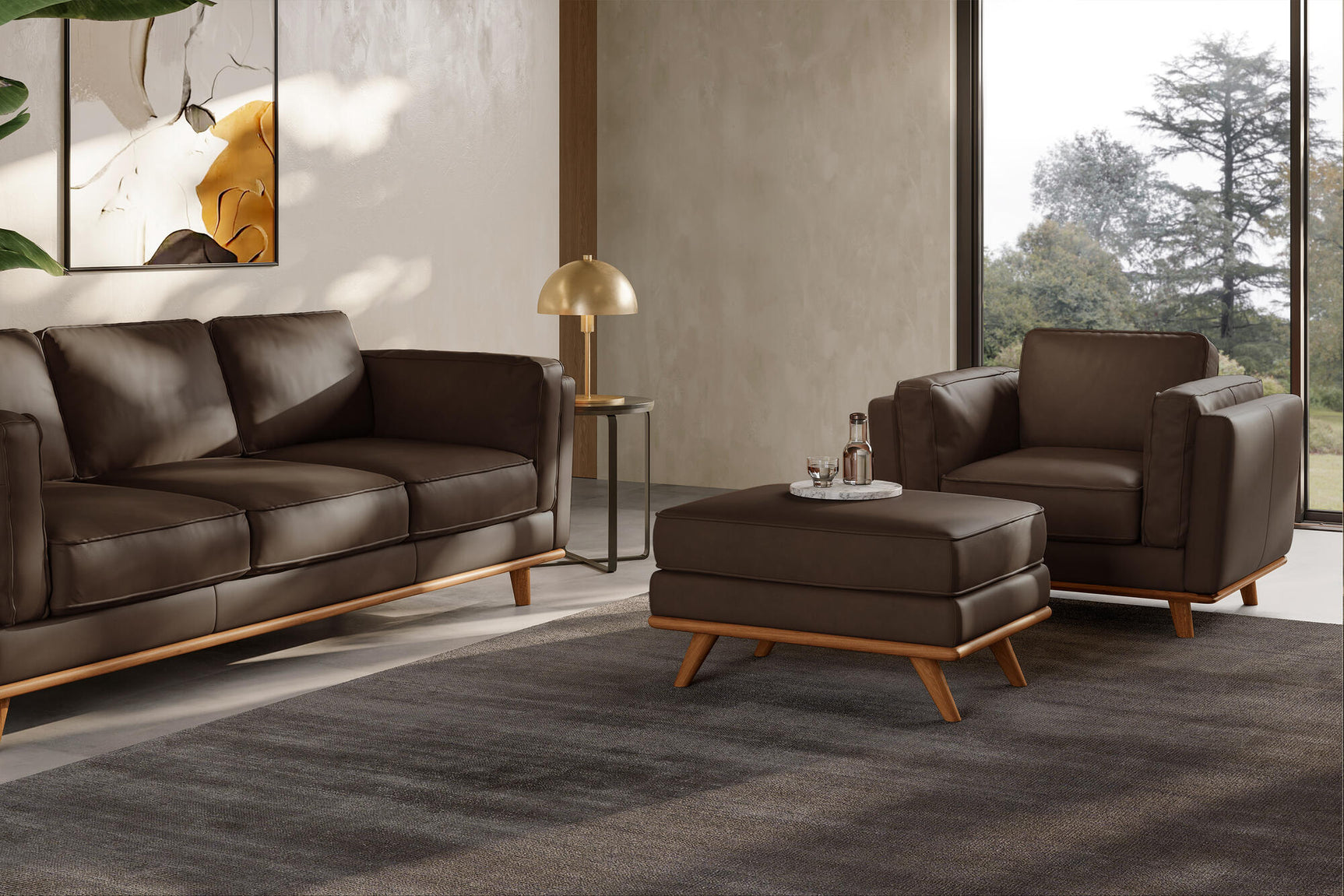 Pouf en cuir artisanal