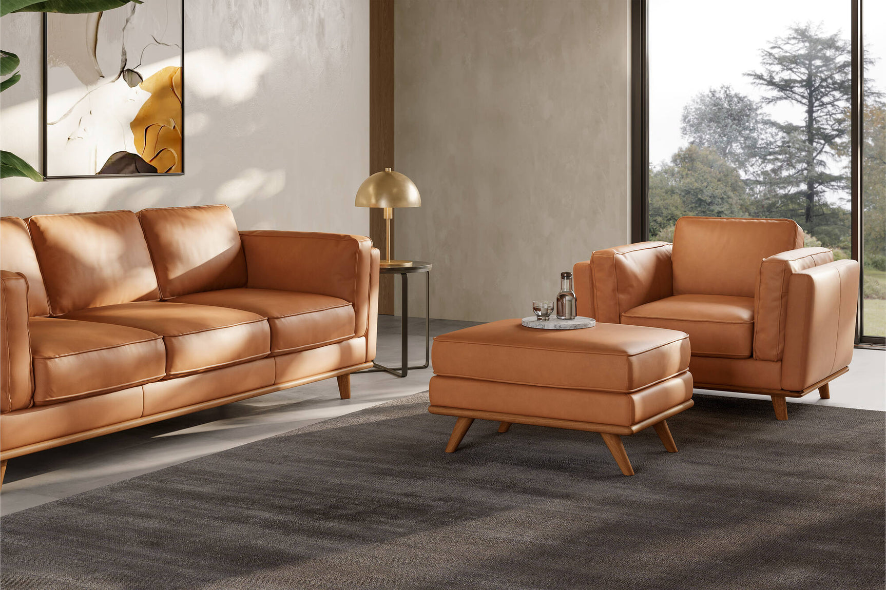 Pouf en cuir artisanal