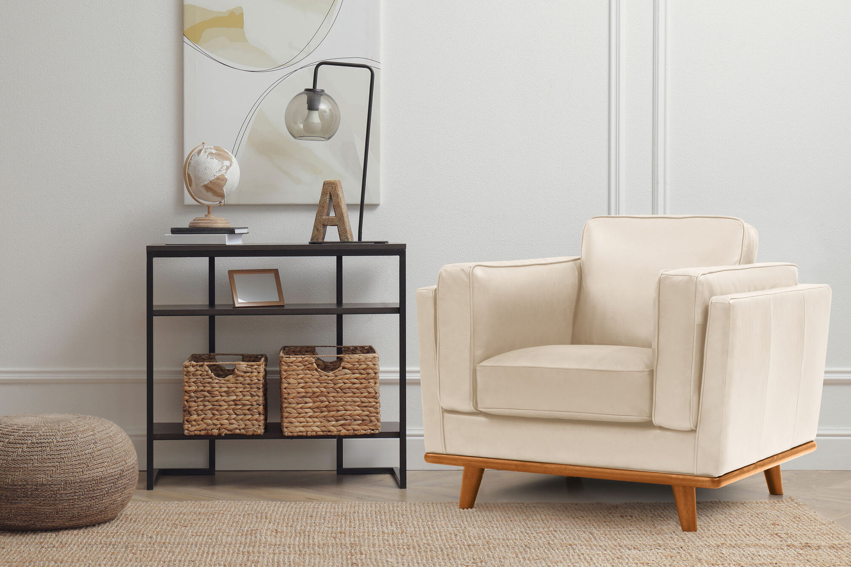 Fauteuil d'appoint en cuir artisanal