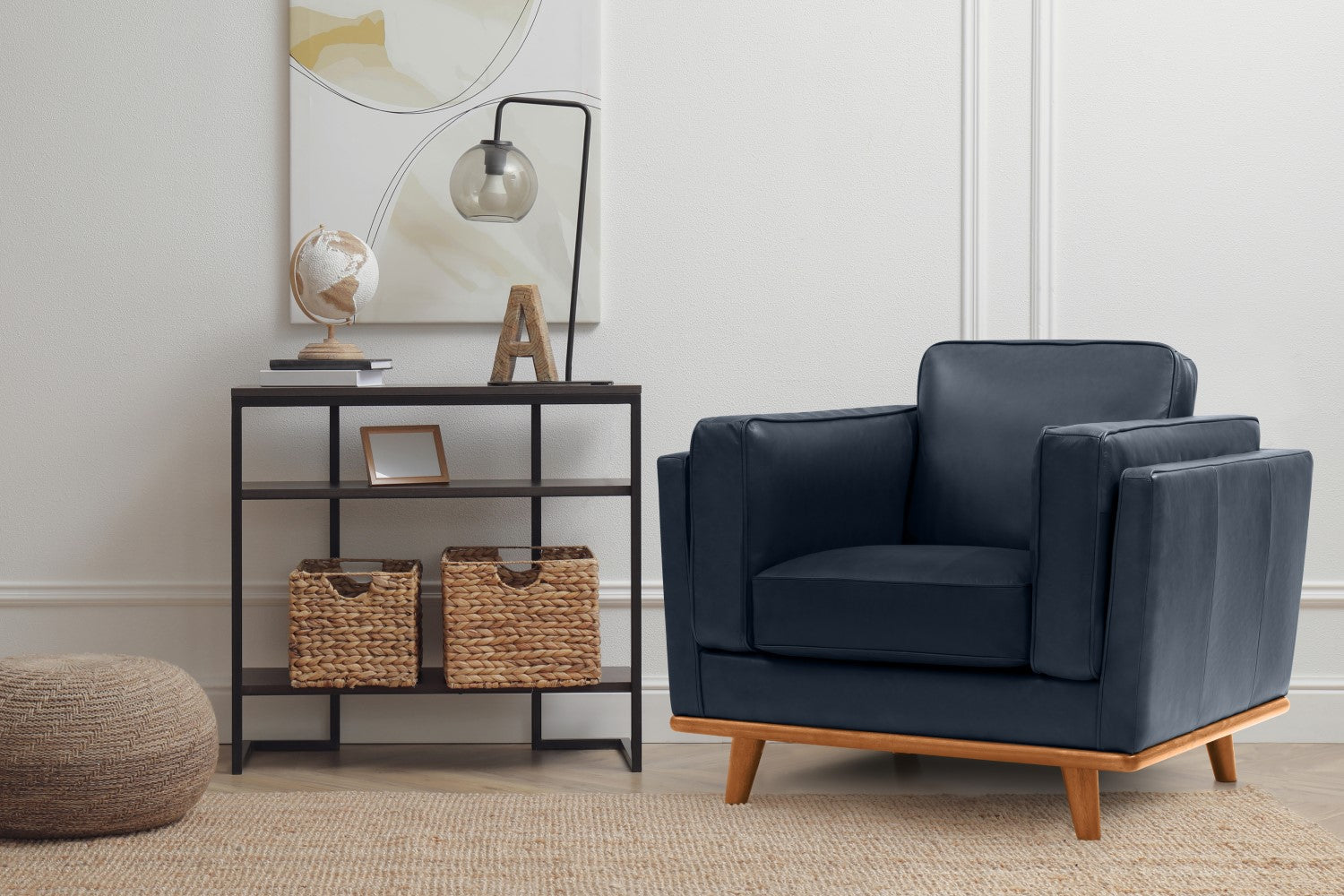 Fauteuil d'appoint en cuir artisanal