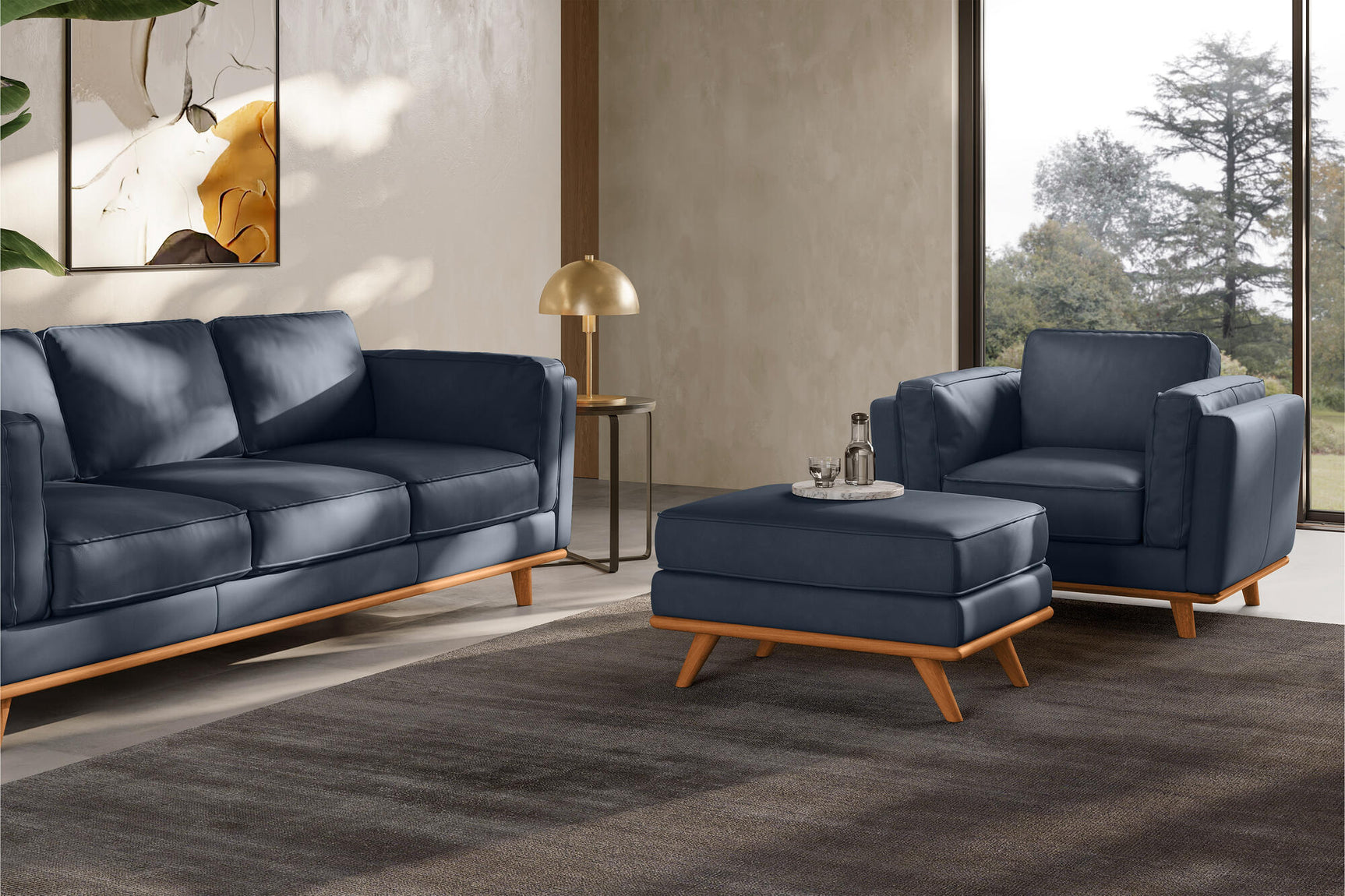 Pouf en cuir artisanal