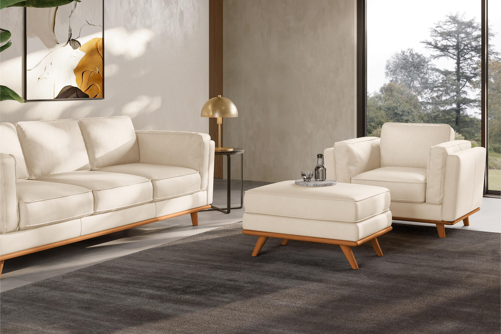 Pouf en cuir artisanal