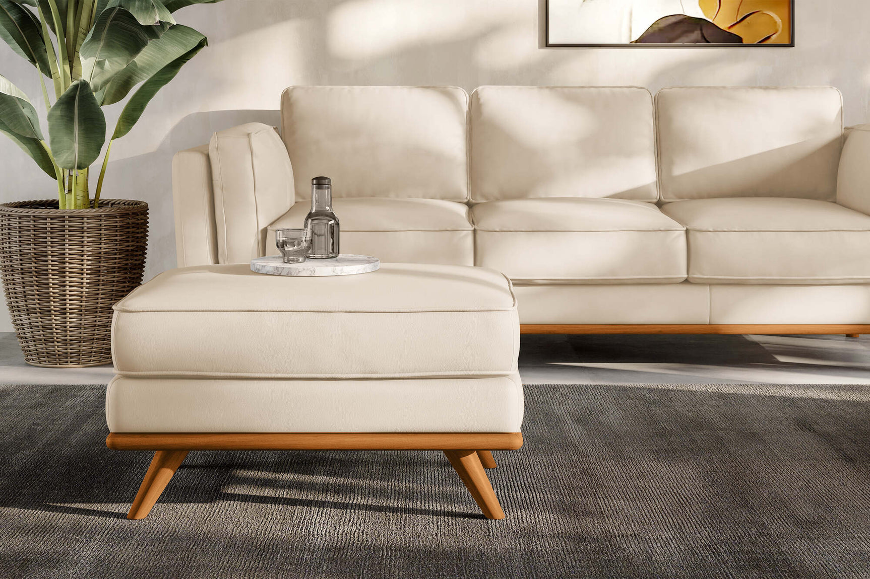 Pouf en cuir artisanal