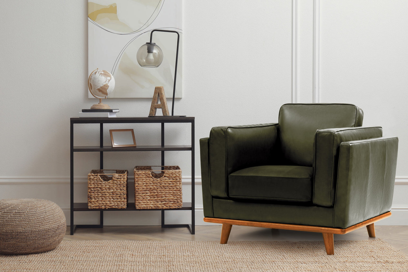 Fauteuil d'appoint en cuir artisanal