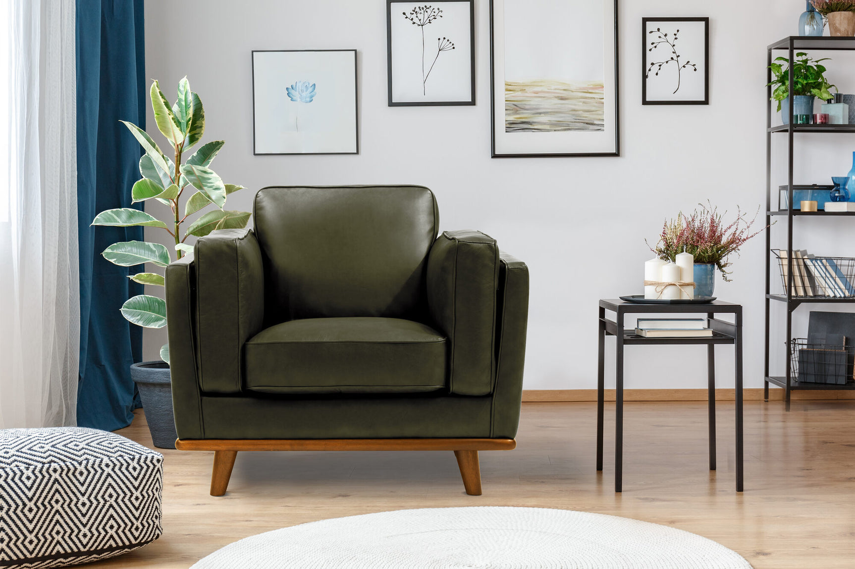 Fauteuil d'appoint en cuir artisanal