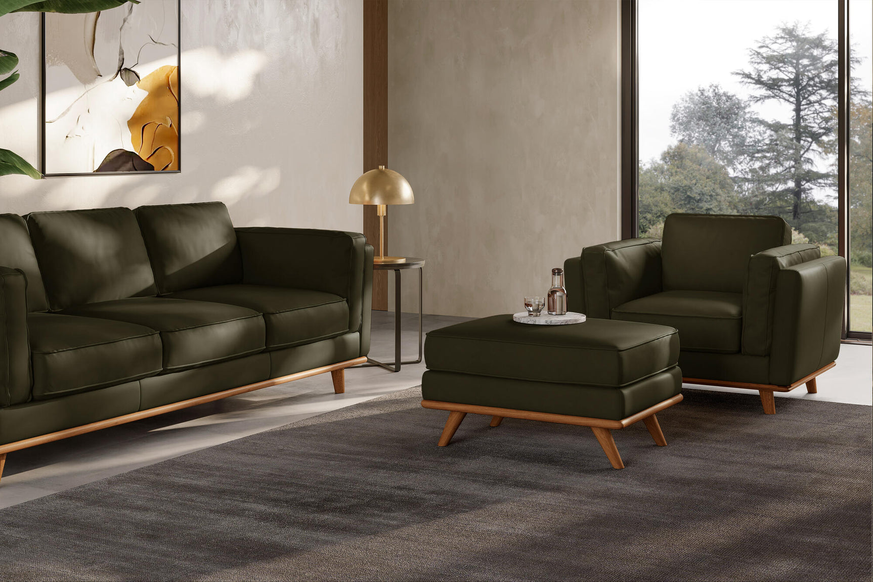 Pouf en cuir artisanal