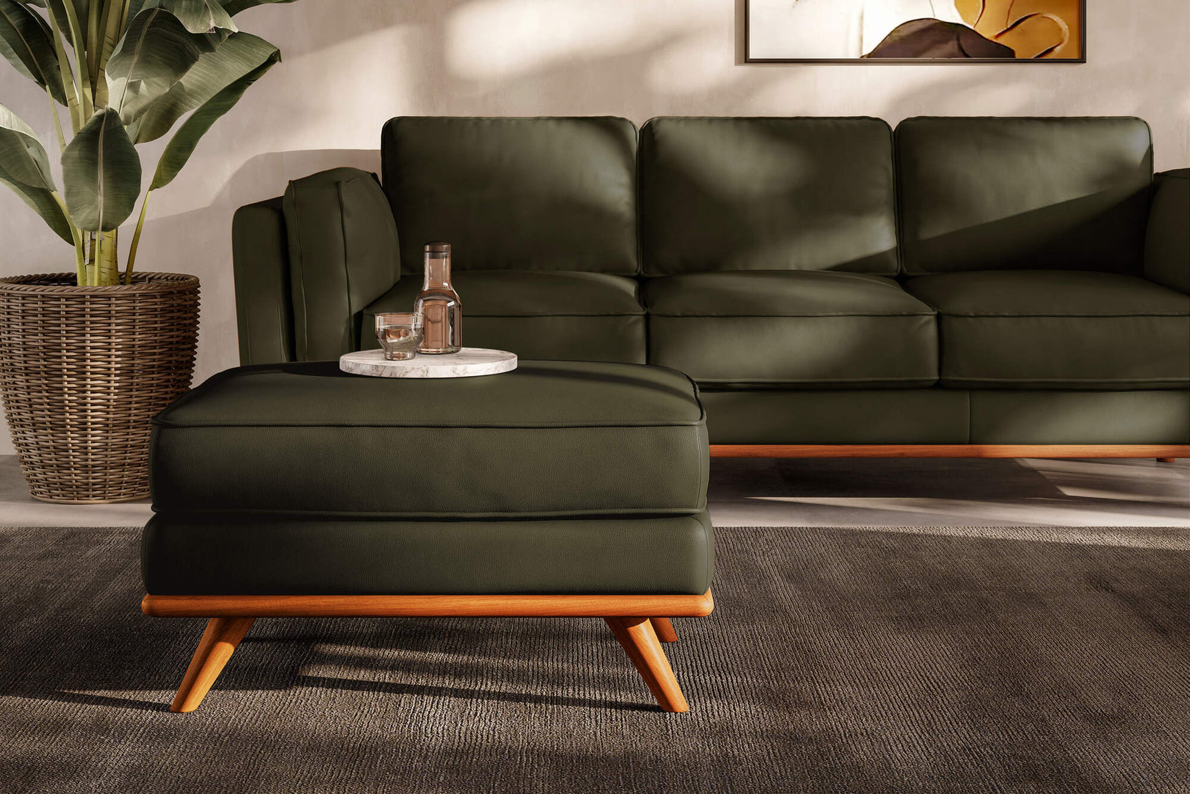 Pouf en cuir artisanal