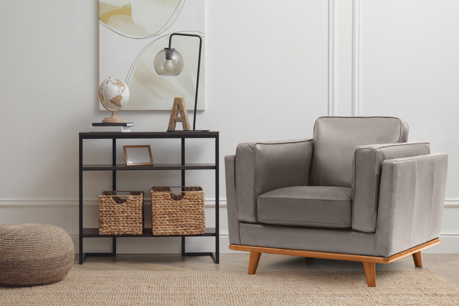 Fauteuil d'appoint en cuir artisanal