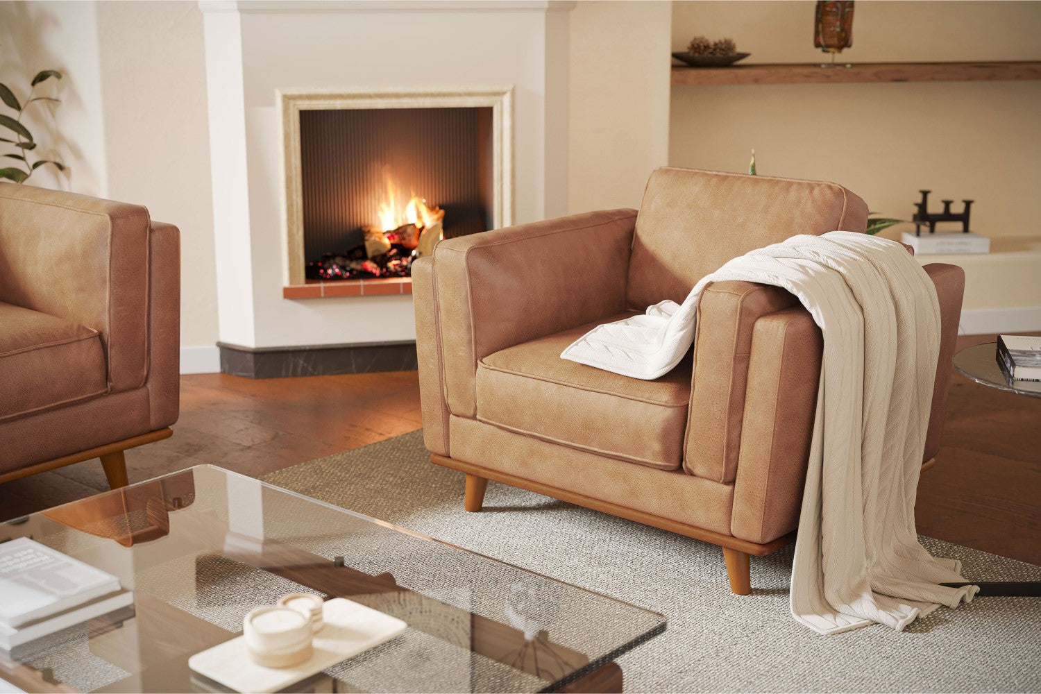 Fauteuil d'appoint en cuir artisanal