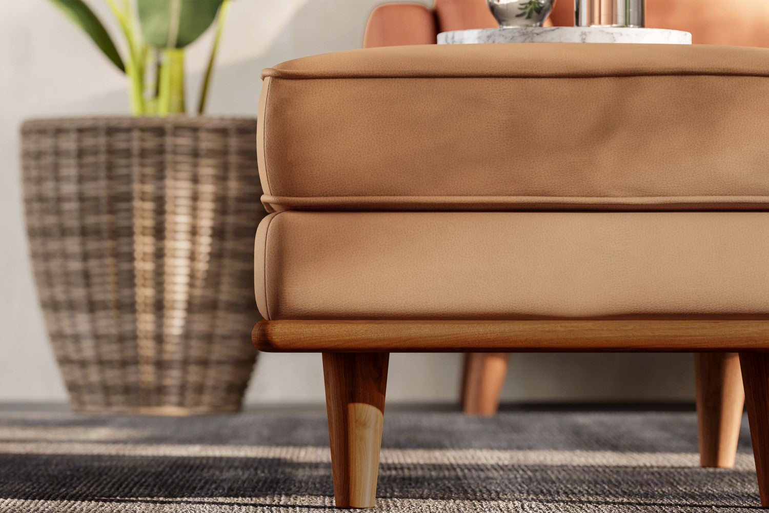 Pouf en cuir artisanal